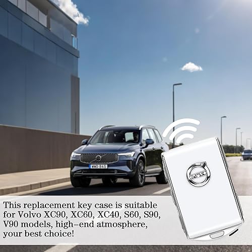 Miniatura 7 de Funda para llavero de automóvil para Volvo S60 S90 XC40 XC60 XC90 V60 V90, regalos para hombres y mujeres (plata cepillada)