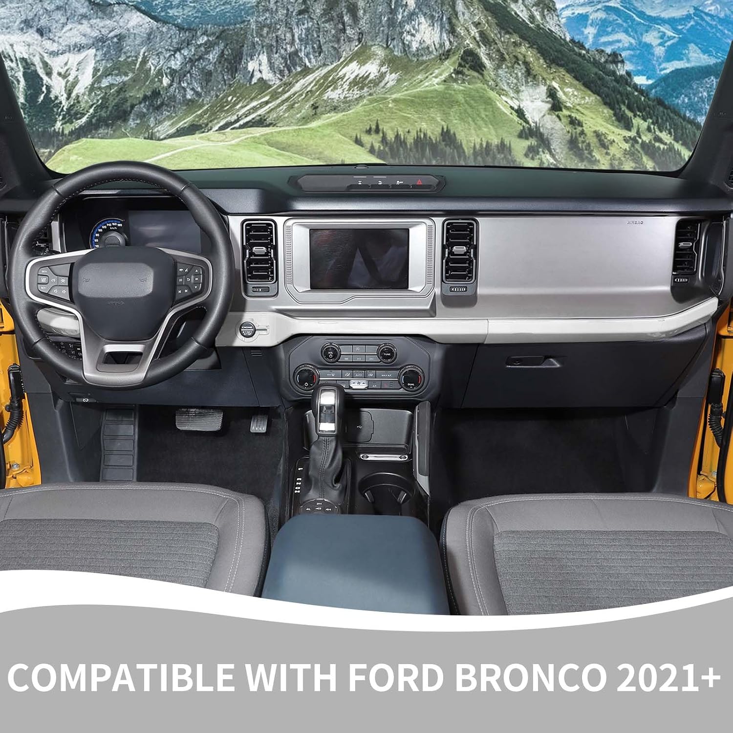 RAZPOY for Bronco Dash Panel Cover, Center Console Dashboard Trim Compatible with 2021-2026 Ford Bronco White Interior Accessories (Not for Bronco Sport)