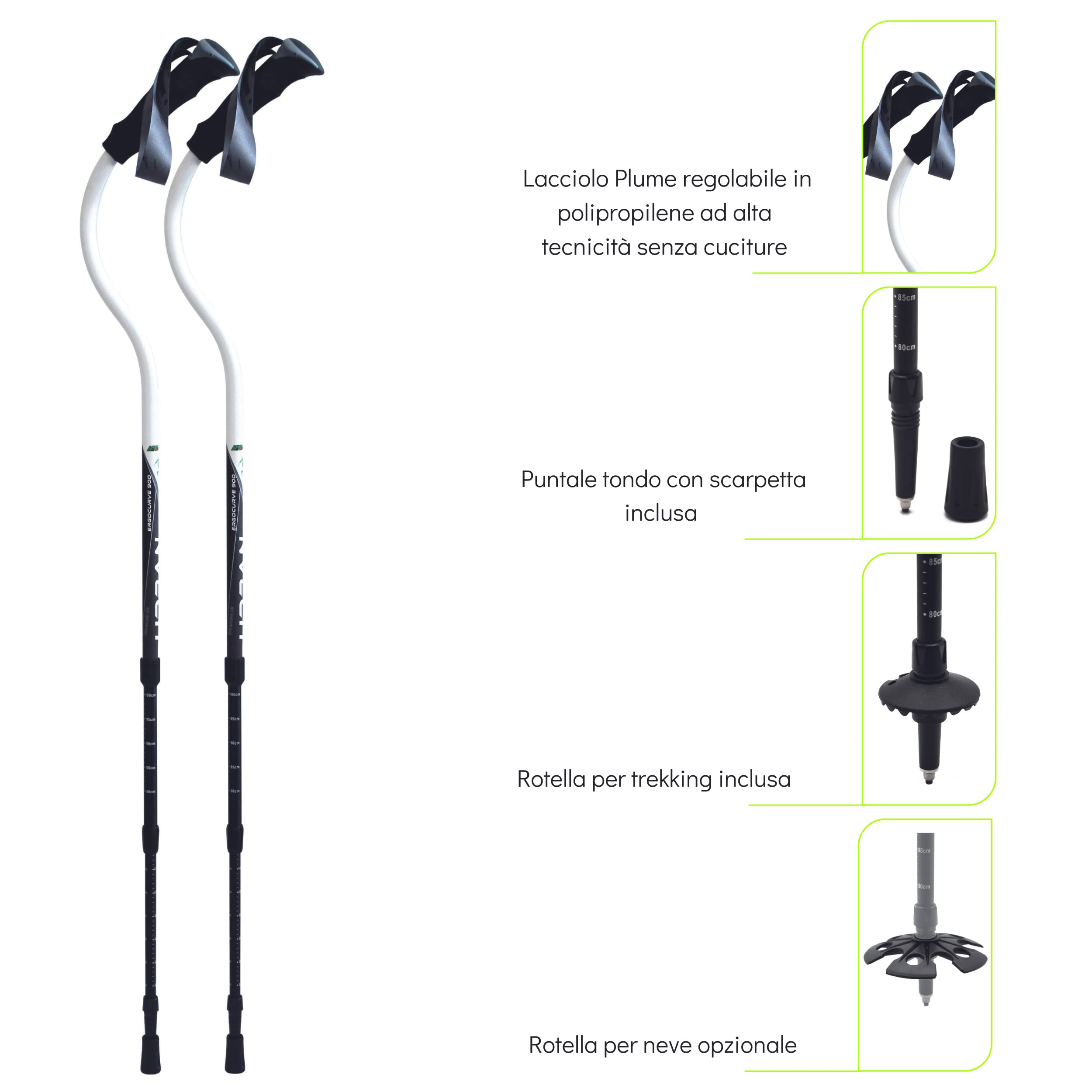 Ergocurve 900 Urban Bâtons pour activités Fitness, rééducation Fonctionnelle et de contrôle du Poids Repliable en 3 étapes