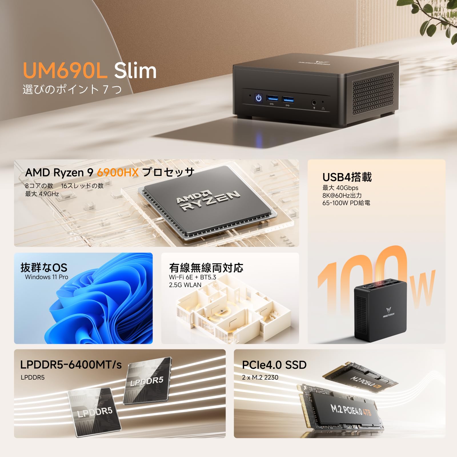 【不動品】 MINISFORUM UM690 メモリ32GB SSDなし Amazon.co.jp: MINISFORUM UM690L Slim AMD Ryzen9 6900HX