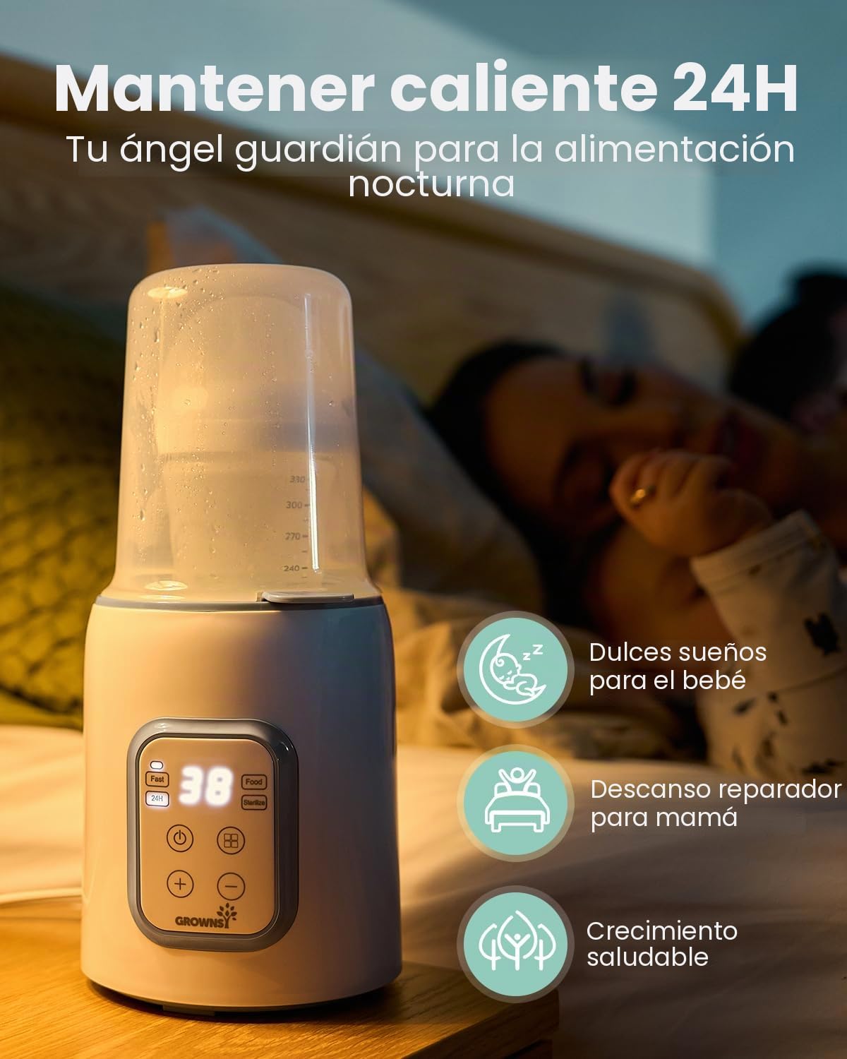 GROWNSY Calentador de biberones 10 en 1 para bebés y esterilizador para todos los biberones, calentamiento rápido, control de temperatura preciso, apagado automático, para leche, papilla