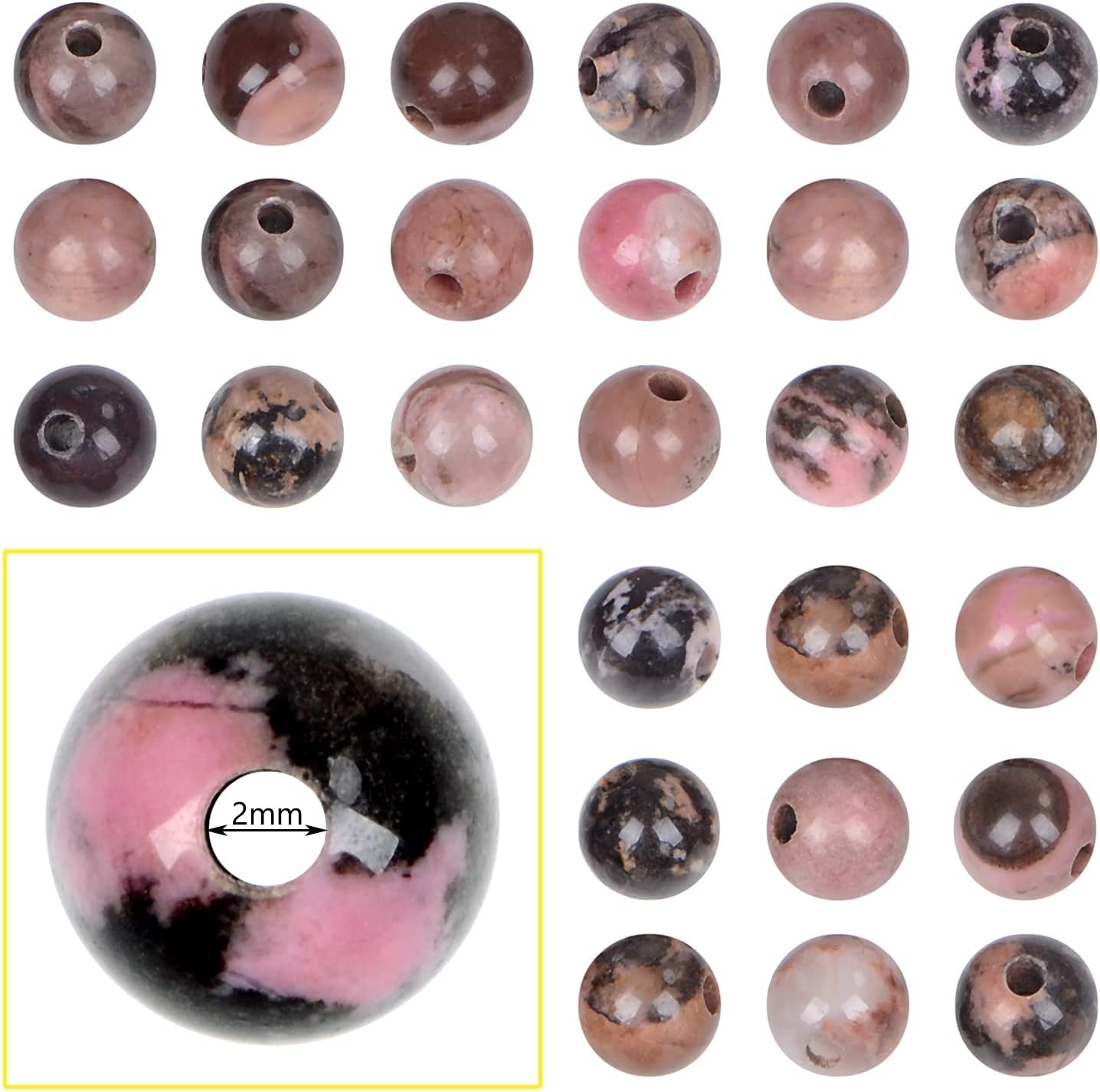10mm Natural Crystal Beads Stone Gemstone Round Energy Healing Strand Loose Beads for Jewelry Making Bracelets Anklets Big Hole(2.0mm) 38pcs(10mm, Yellow Tiger's Eye)
