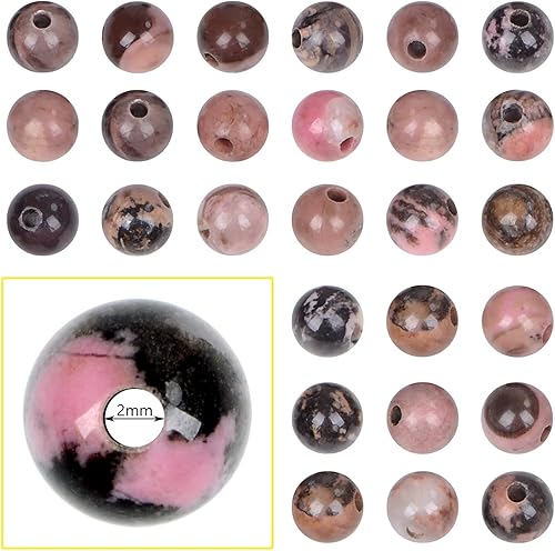 Bymitel Cuentas de piedra natural original de 0.315 pulgadas (0.315 pulgadas), cuentas sueltas redondas y sueltas, 45 cuentas sueltas para hacer