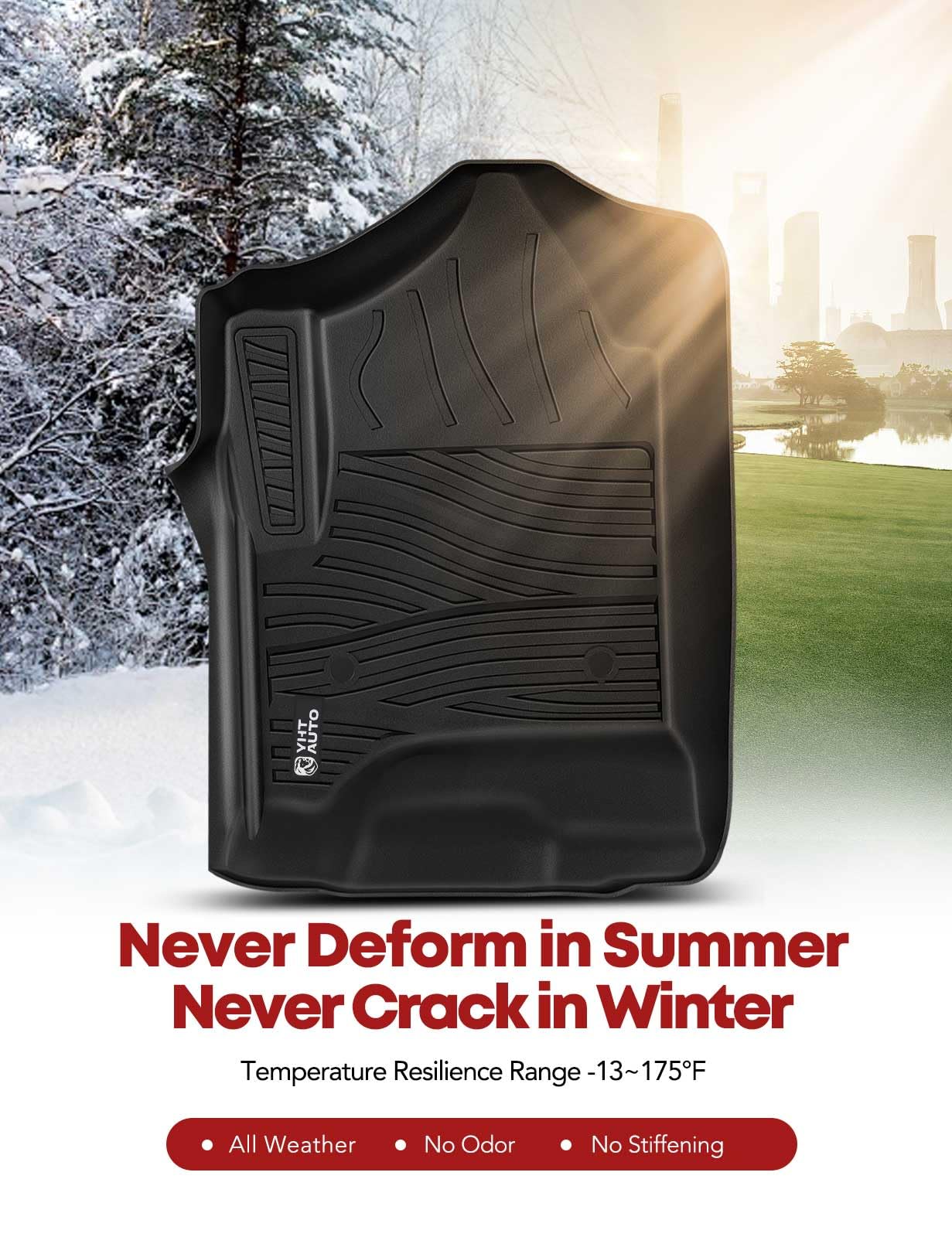 YHTAUTO Floor Mats Fit Chevy GMC Cadillac Models-Silverado Suburban Tahoe Sierra Yukon Escalade TPE All Weather Car Mats — view 8