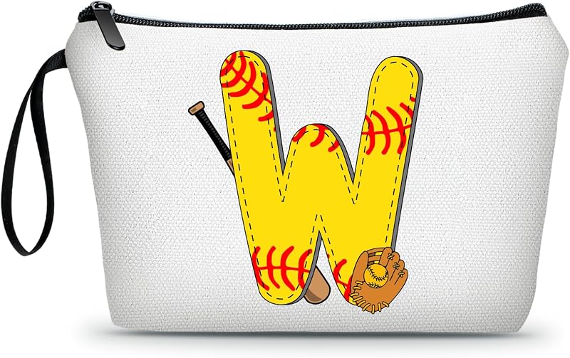 Necessaire de maquiagem ARIOSEY com estampa Softball, lona, zíper e alça