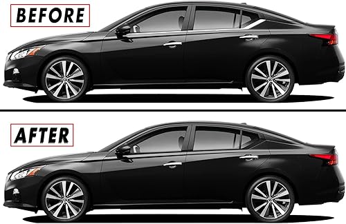 SlickMod Revestimiento de vinilo opaco cromado para Nissan Altima 2019-2022 (negro satinado)