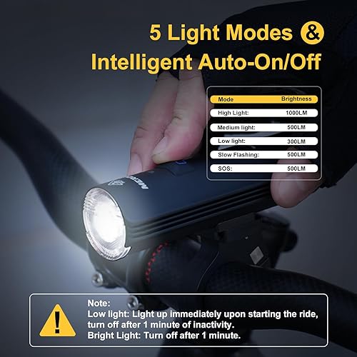 Miniatura 2 de JINKEY Juego de luces para bicicleta faros delanteros y traseros LED con 5 modos, impermeable IP66, soporte de montaje para conducción de seguridad