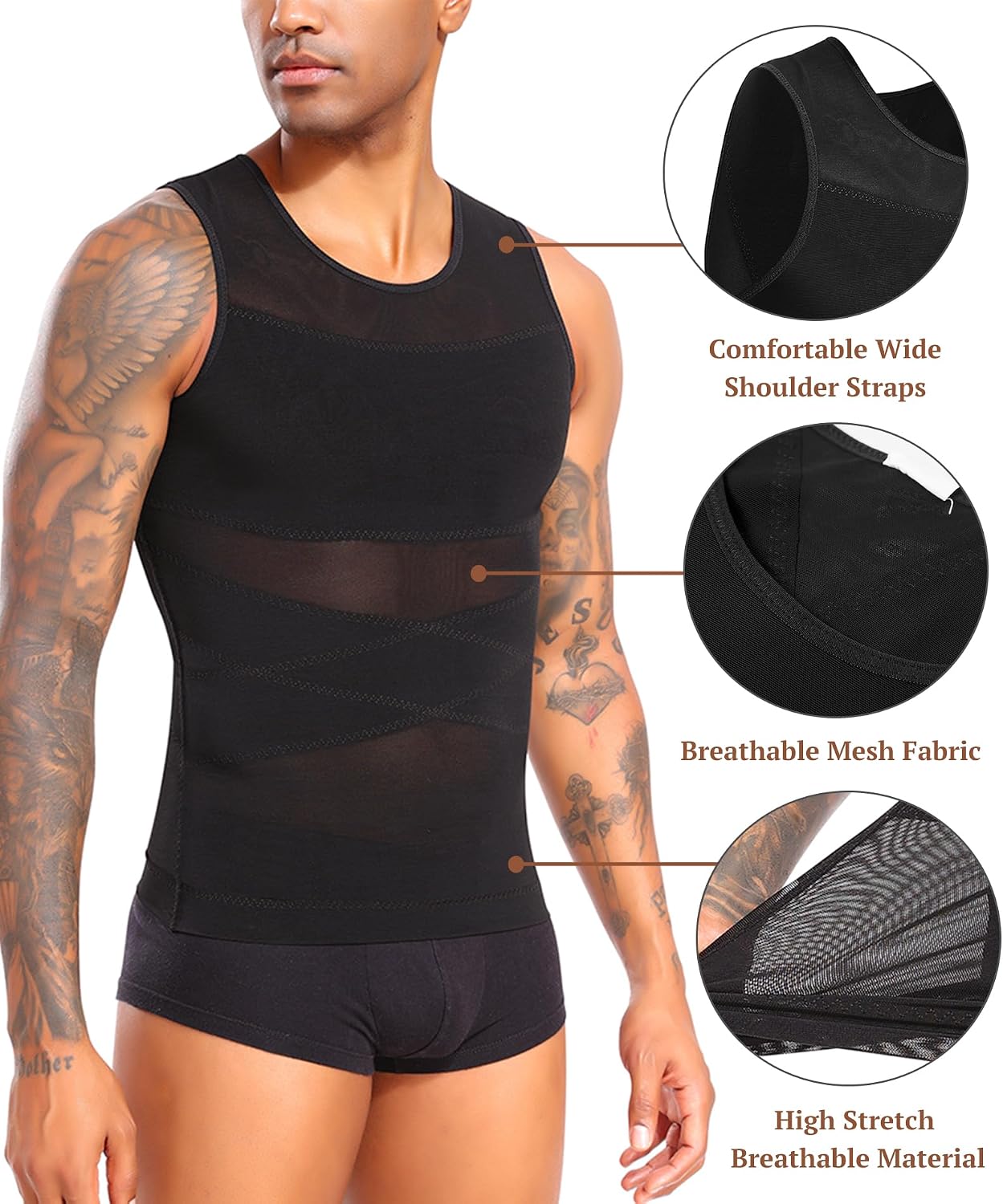 Men's Compression Shirts Body Shaper Tank Top Sleeveless Shapewear Slimming Undershirt Tummy Control Vest