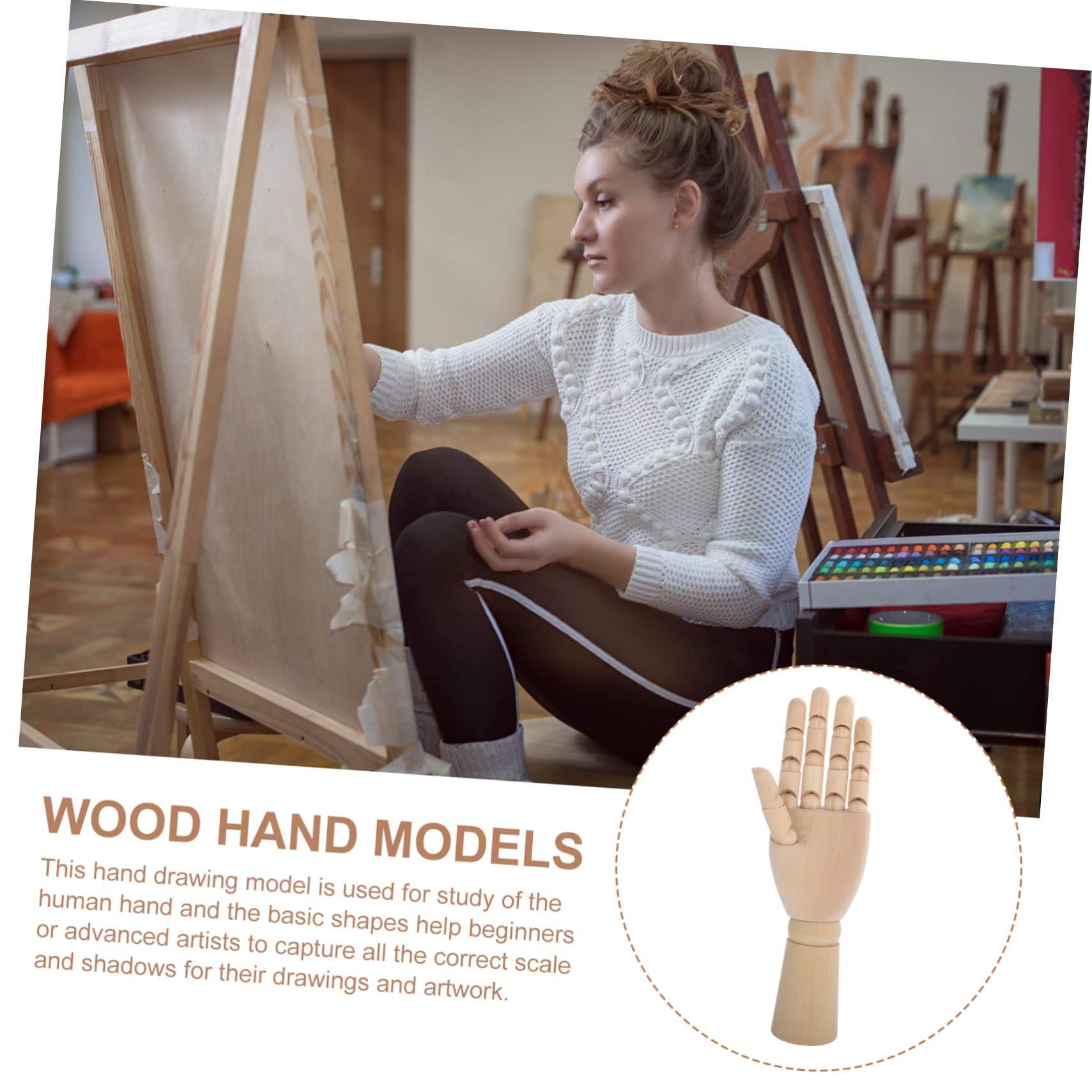 OSALADI Holzhandmodell mit Beweglichen Gelenken Proportionale Handpuppe für Zeichenübungen und Desktop Dekoration im Büro für Anfänger und Studenten