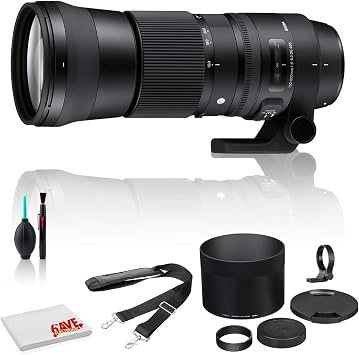 Sigma 150-600mm f/5-6.3 DG OS HSM Contemporary Lens for Canon EF Mount USA Deluxe Bundle with Padded Lens Case and 6AVE Camera Lens Cleaning Kit
