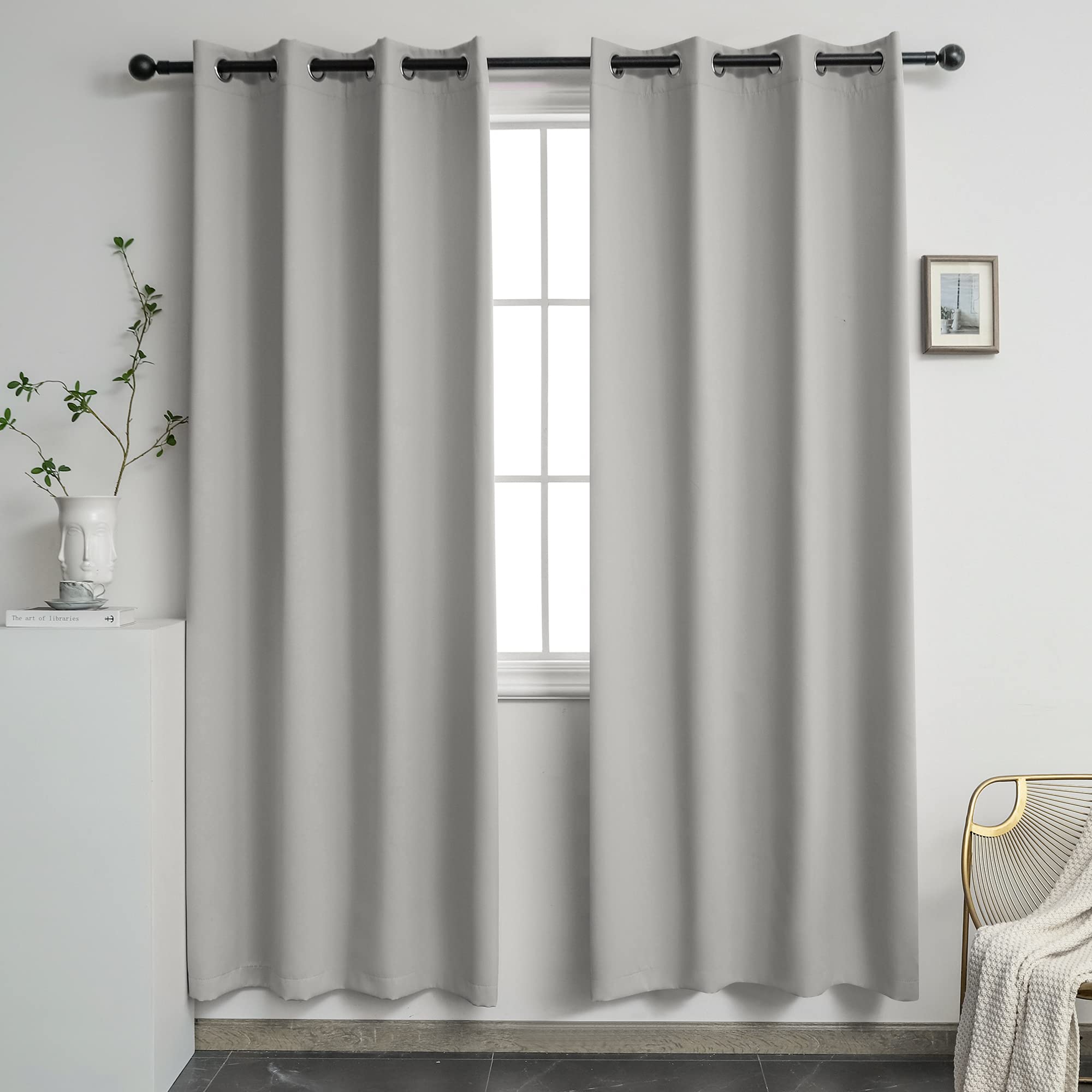 YGO Blackout Curtains for Bedroom 84 inch Length Living Window Curtains Triple Weave Room Darkening Curtain Panels Thermal Insulated Grommet Top