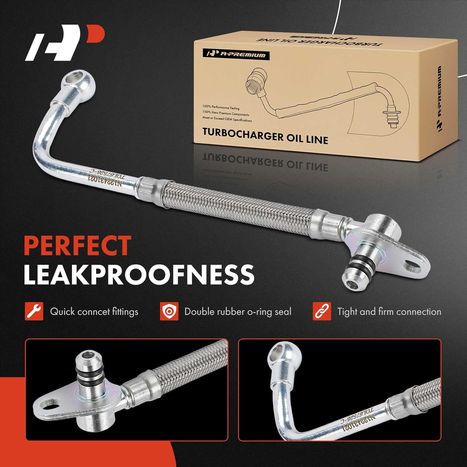 A-Premium Turbocharger Oil Line Compatible with Ford Escape 2013-2016, Fusion 2013-2014, Fiesta 2014-2019, Transit Connect 2014-2016, 1.6L, Turbocharged, Supply