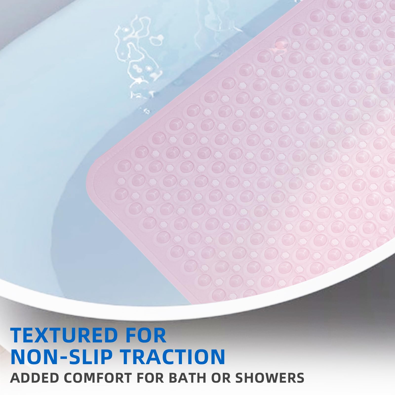 MOONFLY Tapete de ducha y bañera, 40 x 16 pulgadas, extra largo, antideslizante, con ventosas y agujeros de drenaje, lavable a máquina y antideslizante, tapetes de baño antideslizantes para bañera