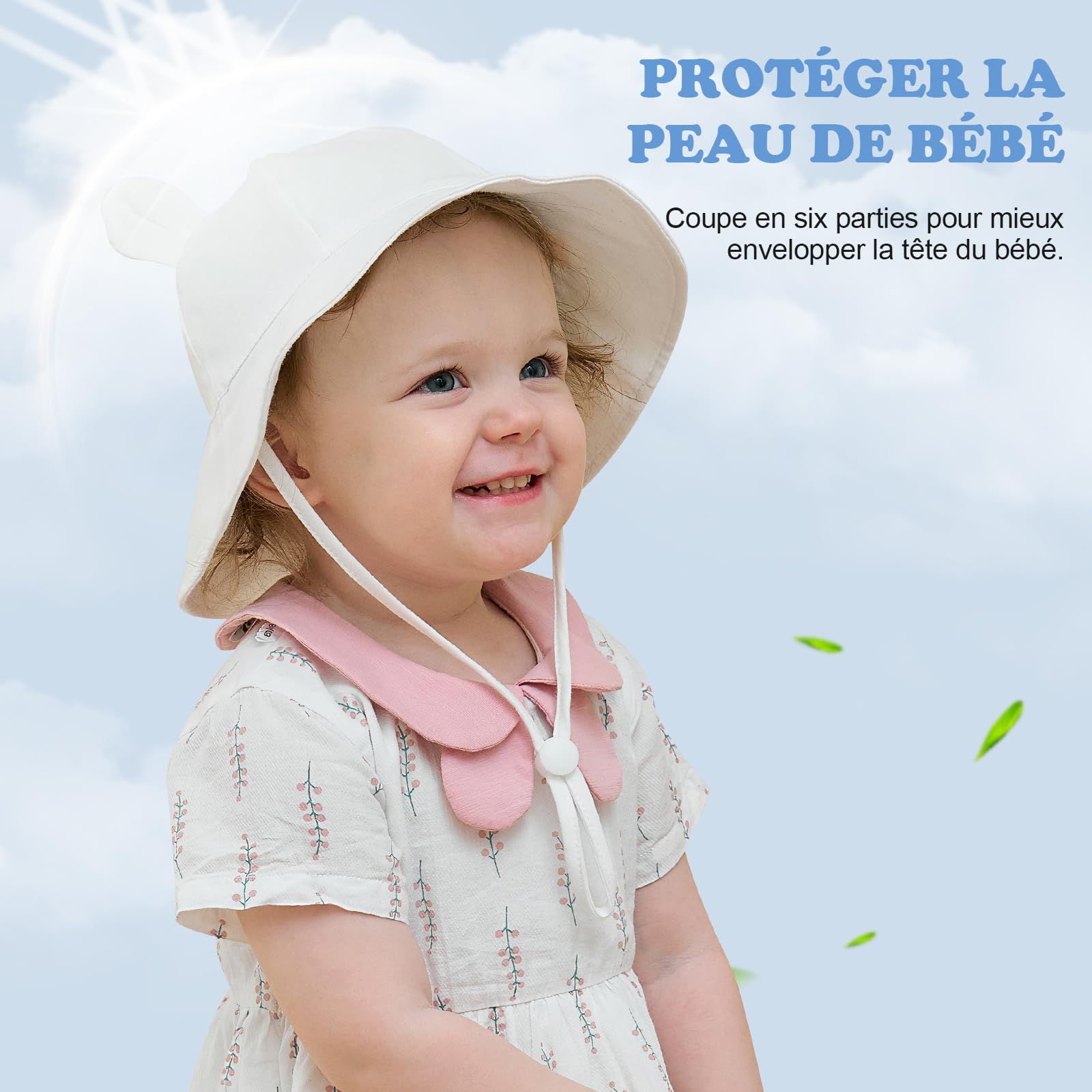 Baby Boy Adjustable Sun Hat Newborn UV Hat Child Cap Girl Bear Ear Hats - 2