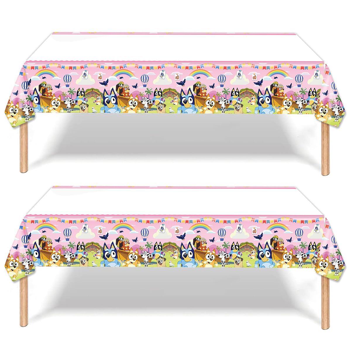 2Pack Blueys Tablecloth Disposable Tablecover Birthday Party Supplies and Decorations for Kid Boy Baby Shower Rectangle Tables 70"X42",2 Pack