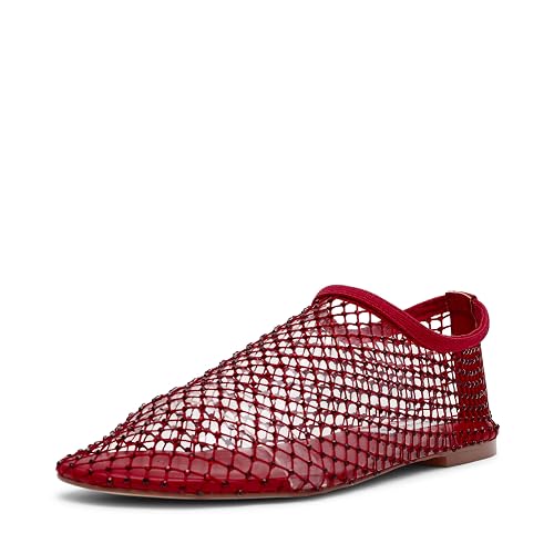 Steve Madden Women's Mino Ballet Flat - 8 - Cherry Red Rhinestone