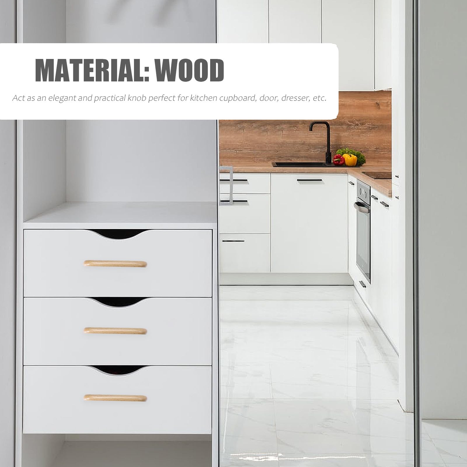 jojofuny 6 Tiradores de Madera para Muebles, Pomos para Cajones Diseño Único, Fáciles de Instalar y Usar, Color Marrón para Puertas y Armarios Hogar