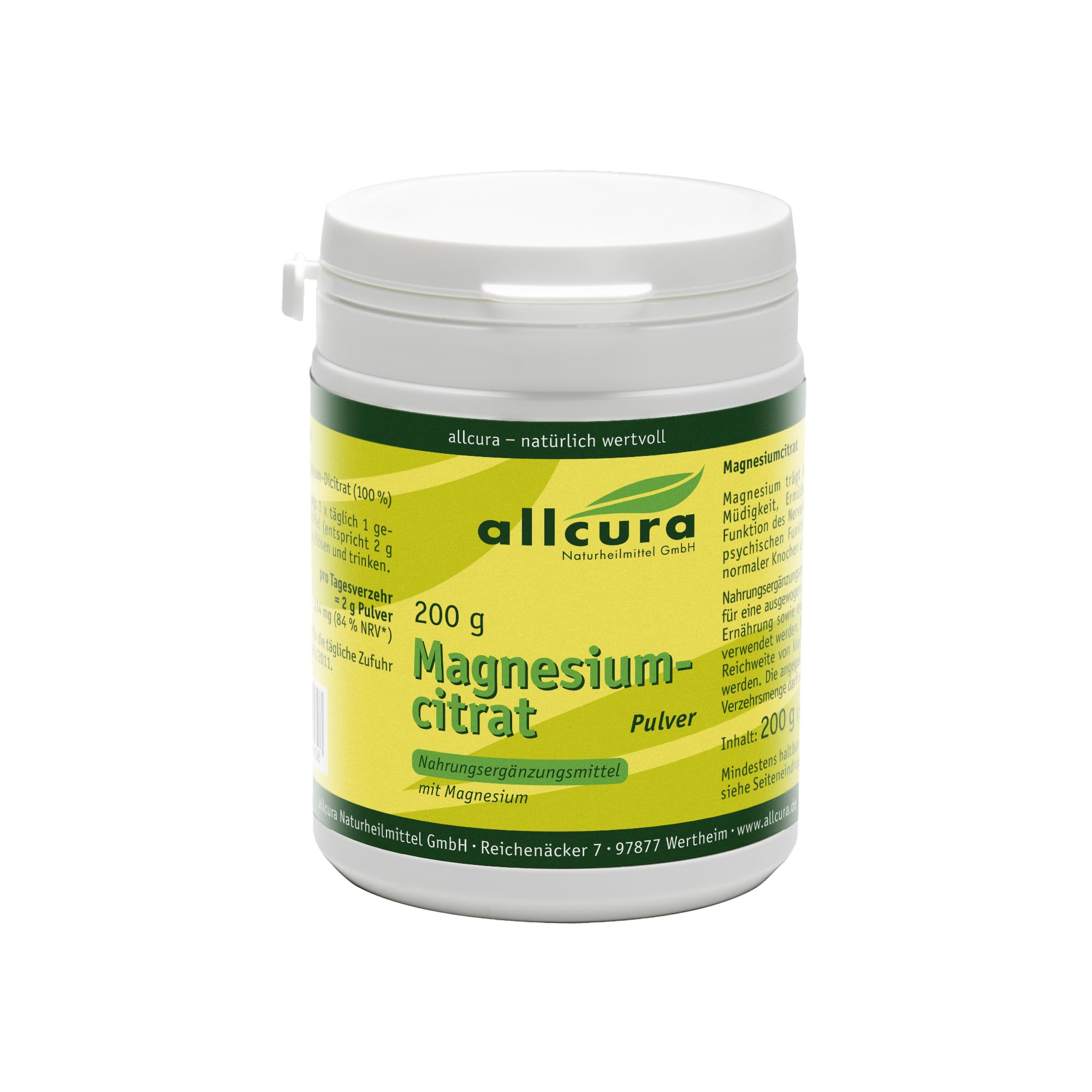 Allcura Magnesiumcitrat Pulver Magnesium in Citrat-Form