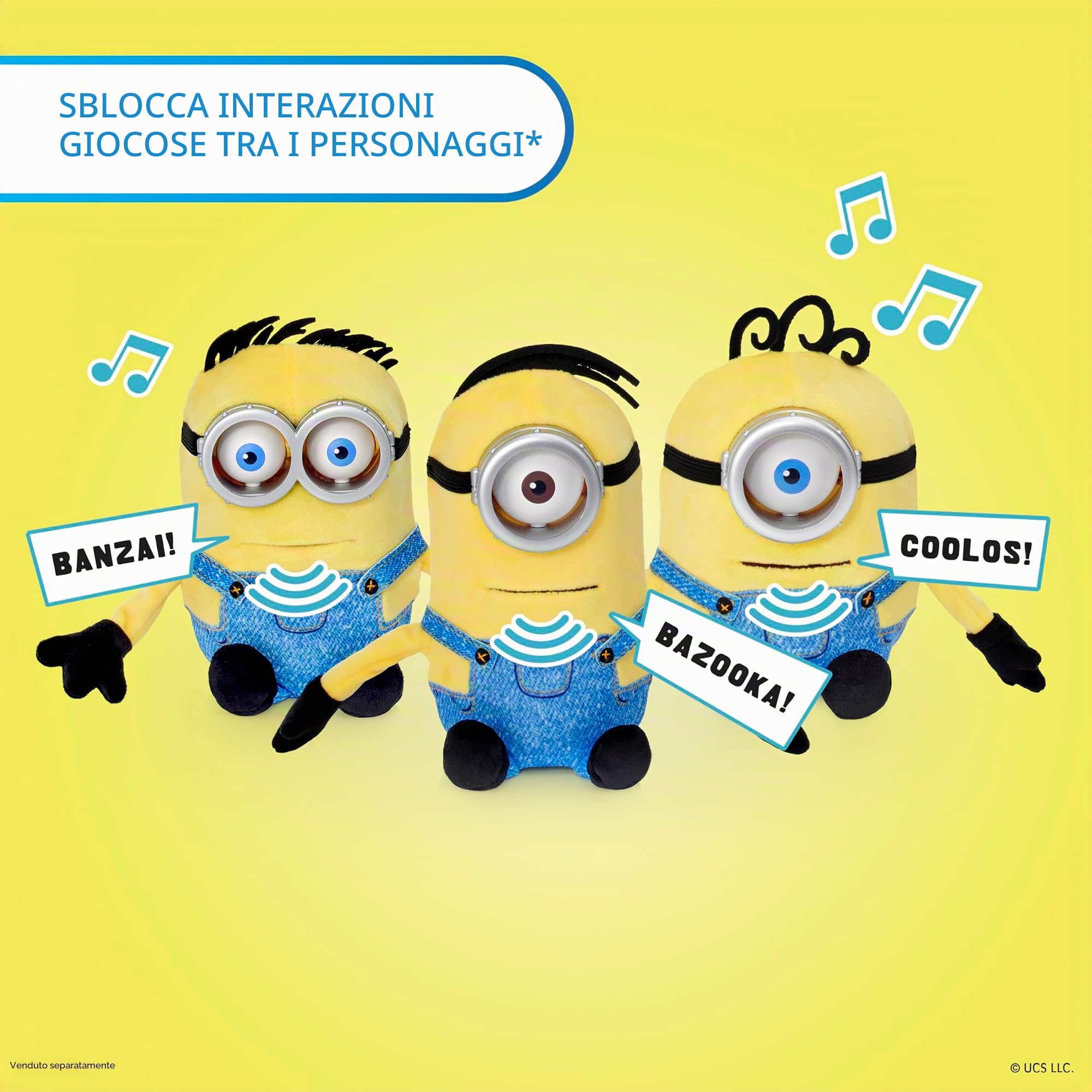 WOW! STUFF Minions Palm Puppetronic - James | 40+ suoni e azioni | Occhio lampeggiante e bocca mobile | Coppie con Minions Henry & Dick Palm Puppetronics | Per fan dai 6 anni in su