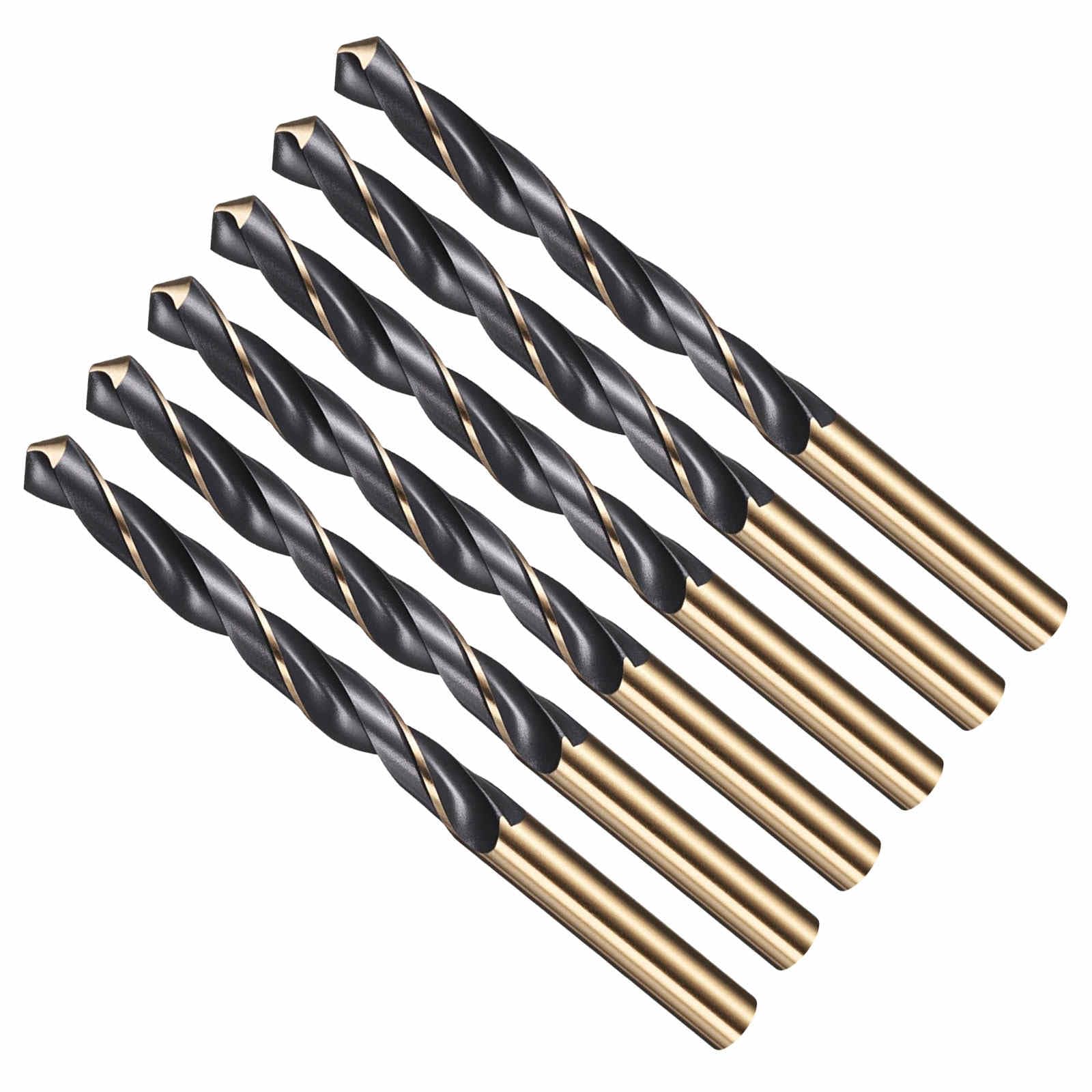 CoCud Drill Bit, 10mm Cutting Diameter, 4341 HSS Jobber Bits Gold and Black 118° Cutting Angle - (Applications: for Drilling Plastic Wood Soft Metal), 6-Pieces