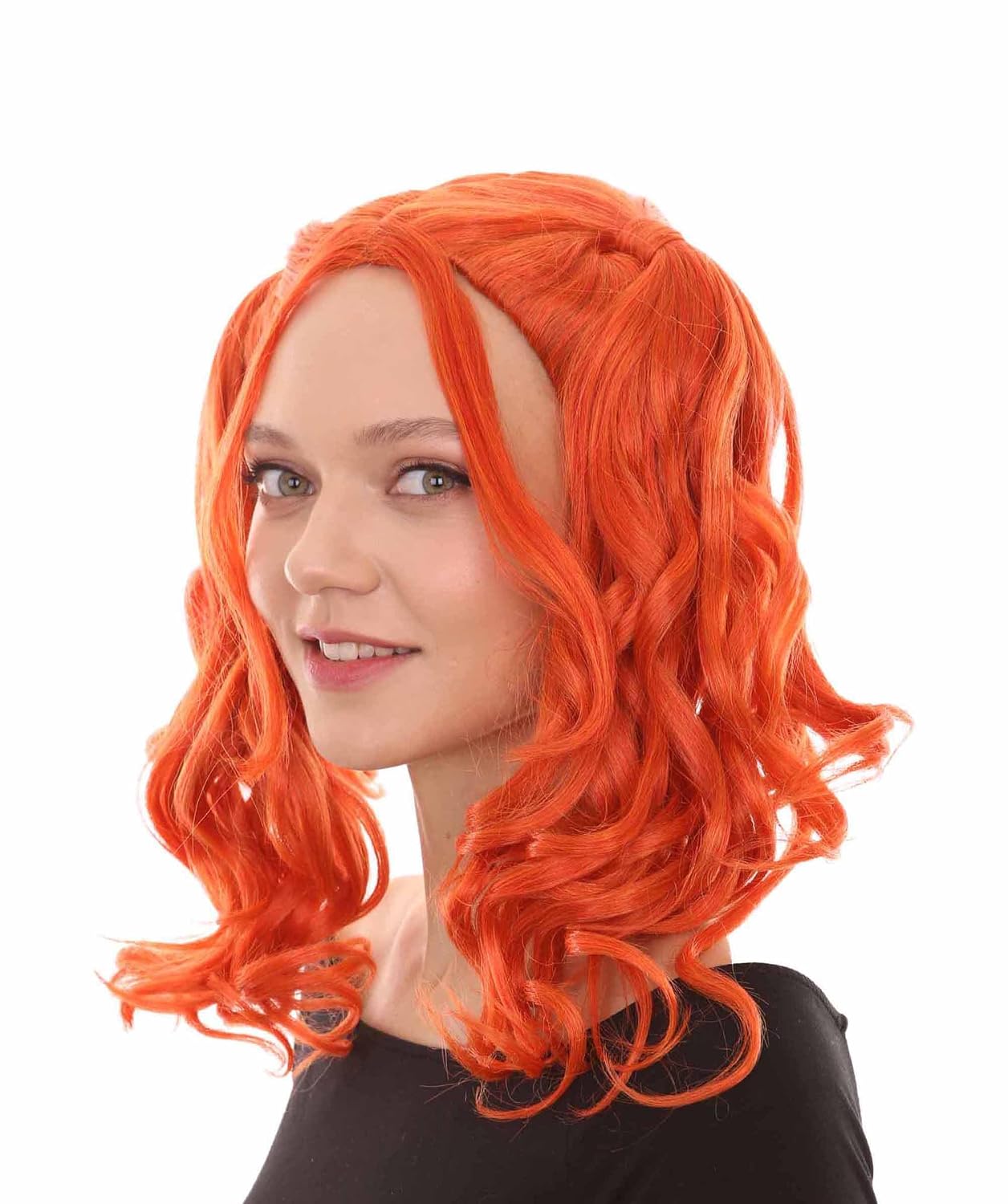 Women’s Dolly Pigtail Wigs Collection - Breathable Capless Design Pigtail wigs for women - Synthetic Fibers Cosplay Wig for Halloween & Parties, Pumpkin Orange