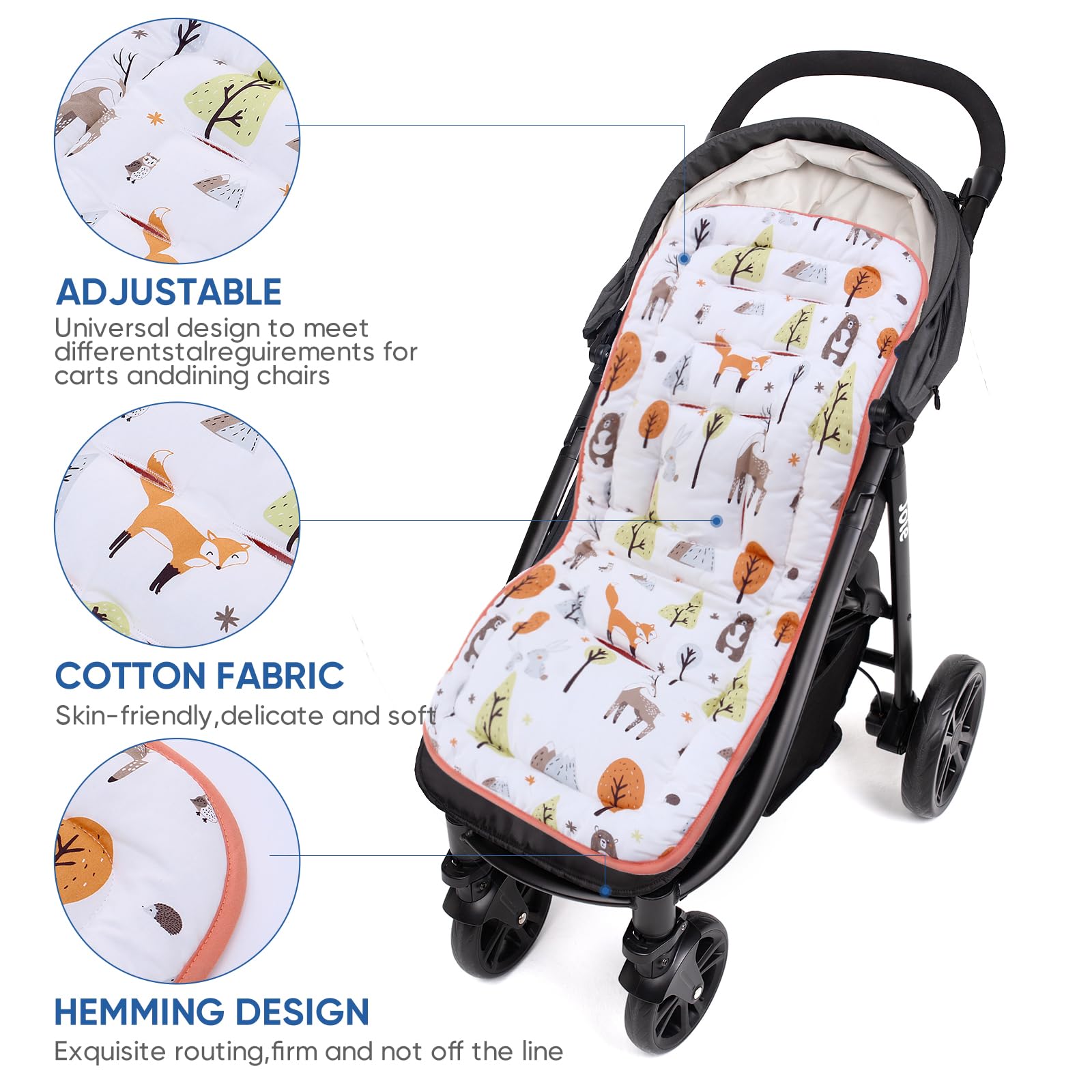 seat Liner for Pushchair Pushchair seat Liner, Universal pram Baby Pushchair Seat Liner 34 * 78cm, Fox - Image 3