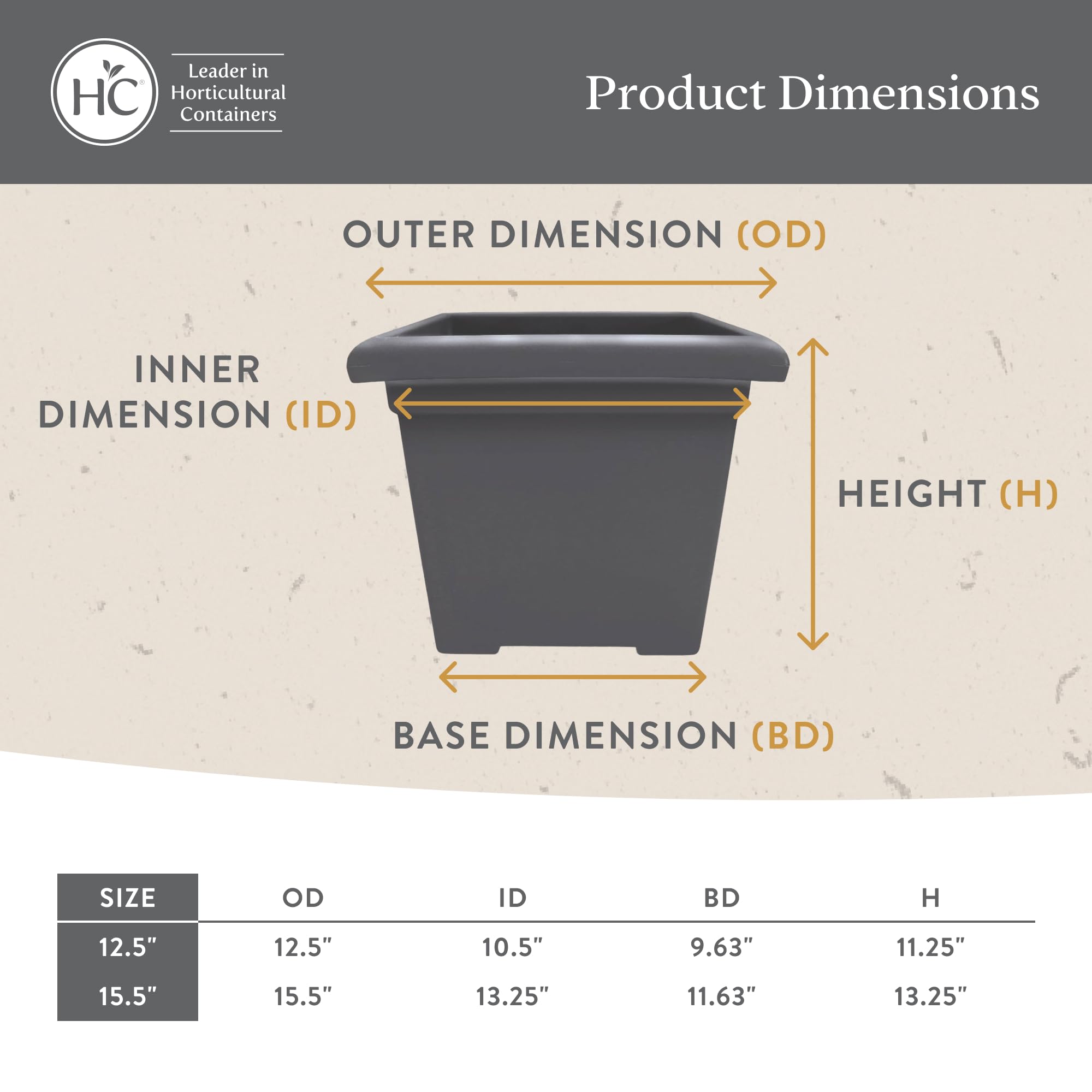 Amazon.com: The HC Companies Accent Square Plant Pot w/Drainage