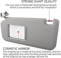 Vista 4 de Dasbecan - Visor solar delantero izquierdo del lado del conductor con luz de cortesía compatible con Toyota RAV4 2006-2013, reemplaza # Gris