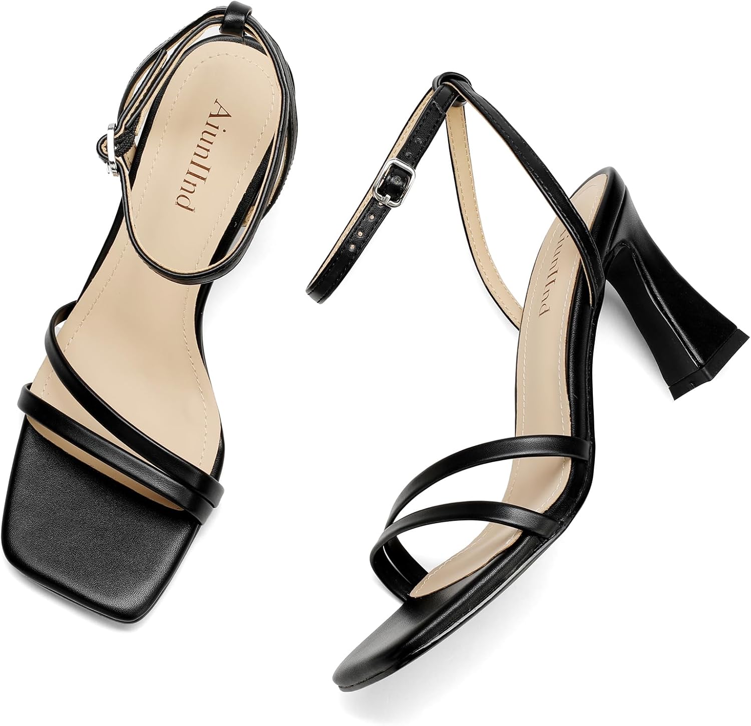 Heeled Sandals for Women Chunky Block High Heels Square Open Toe Sandals with Ankle Strap 3 Inch Dress Heels Comfortable - Image 5