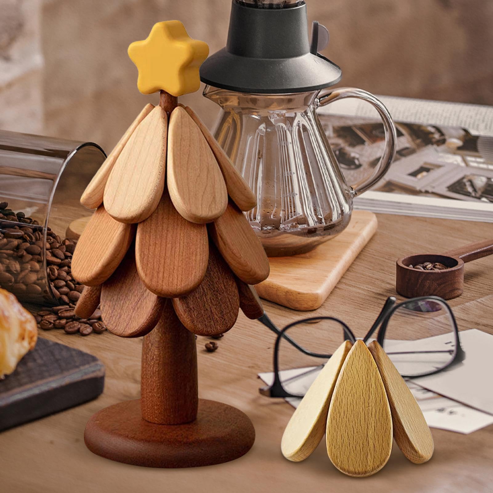 Dessous de Plat en Bois pour Arbre, Dessous de Plat Design Arbre | tapis de table en bois anti-brûlure, dessous de plat en bois, dessous de plat anti-brûlure pour casseroles chaudes, protège l