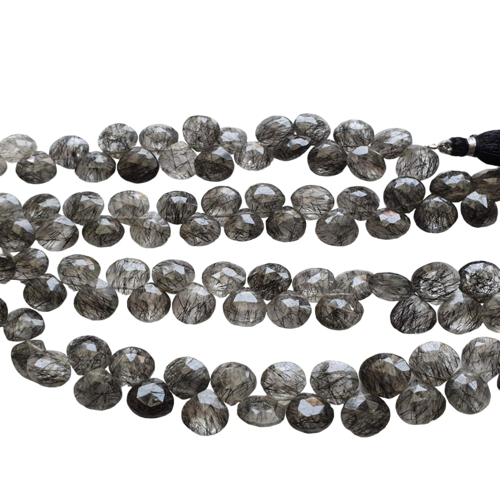 Perles de quartz rutilées de 11mm en forme de cœur pour fabrication de bijoux et loisirs créatifs