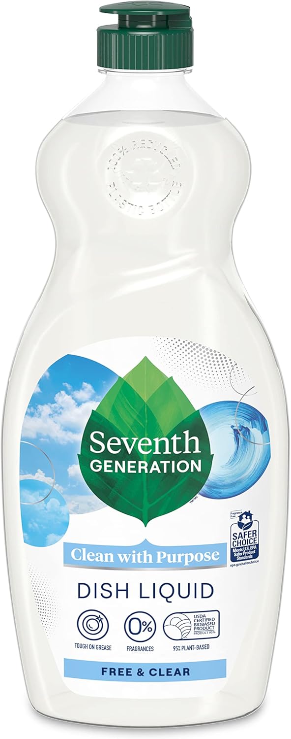 Seventh Generation Dish Soap Liquid Free & Clear Scent 19 oz : Health & Household