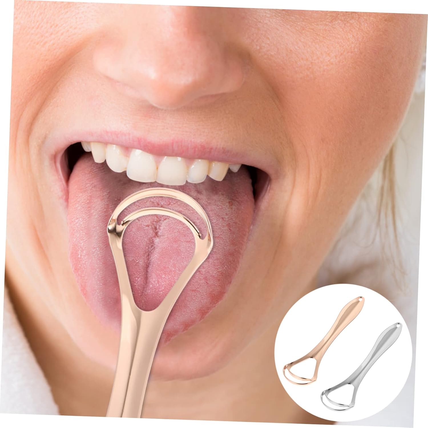 PartyKindom 8pcs Double Layer Stainless Steel Travel Cases Mouth Cleaners for Oral Tool