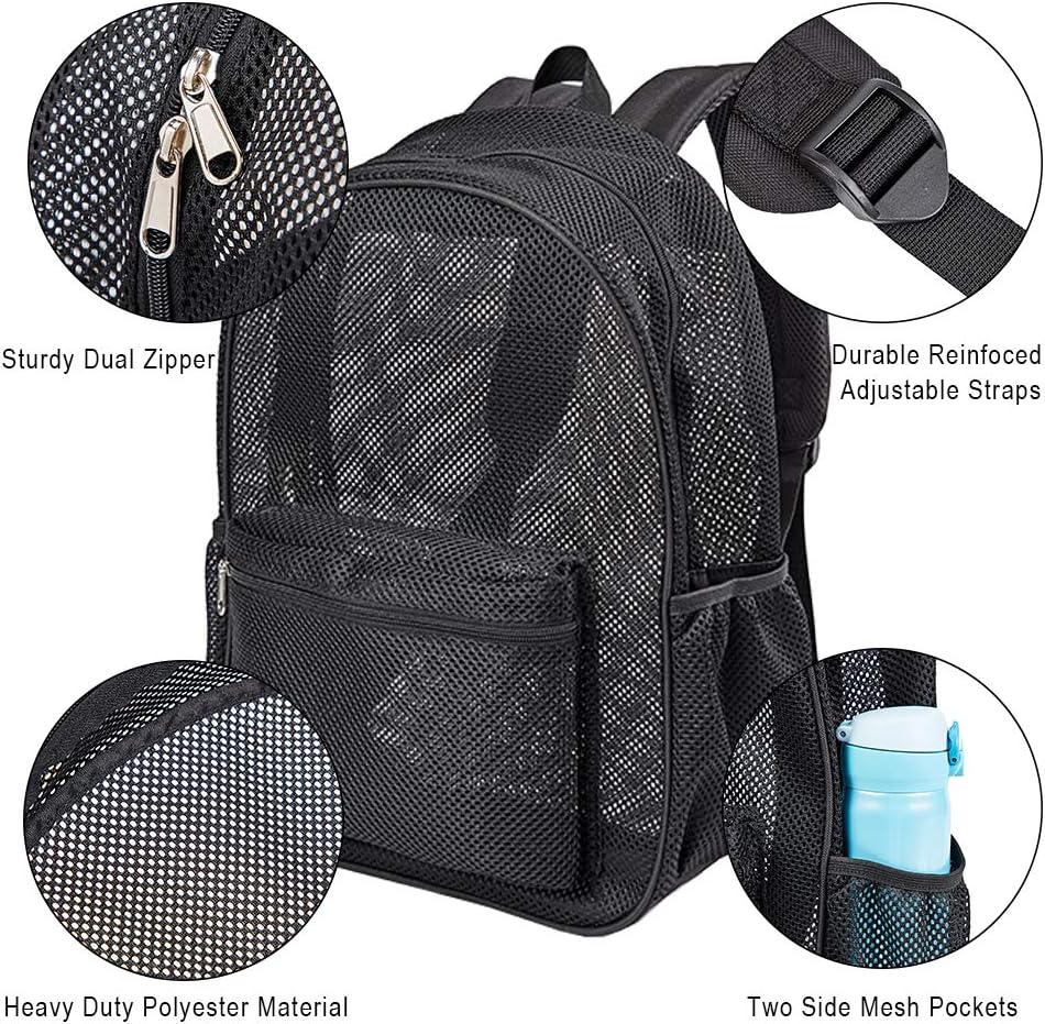 Heavy Duty Mesh Backpack, See Through College Backpack with Padded Shoulder Straps for Swimming, Outdoor Sports - Image 5