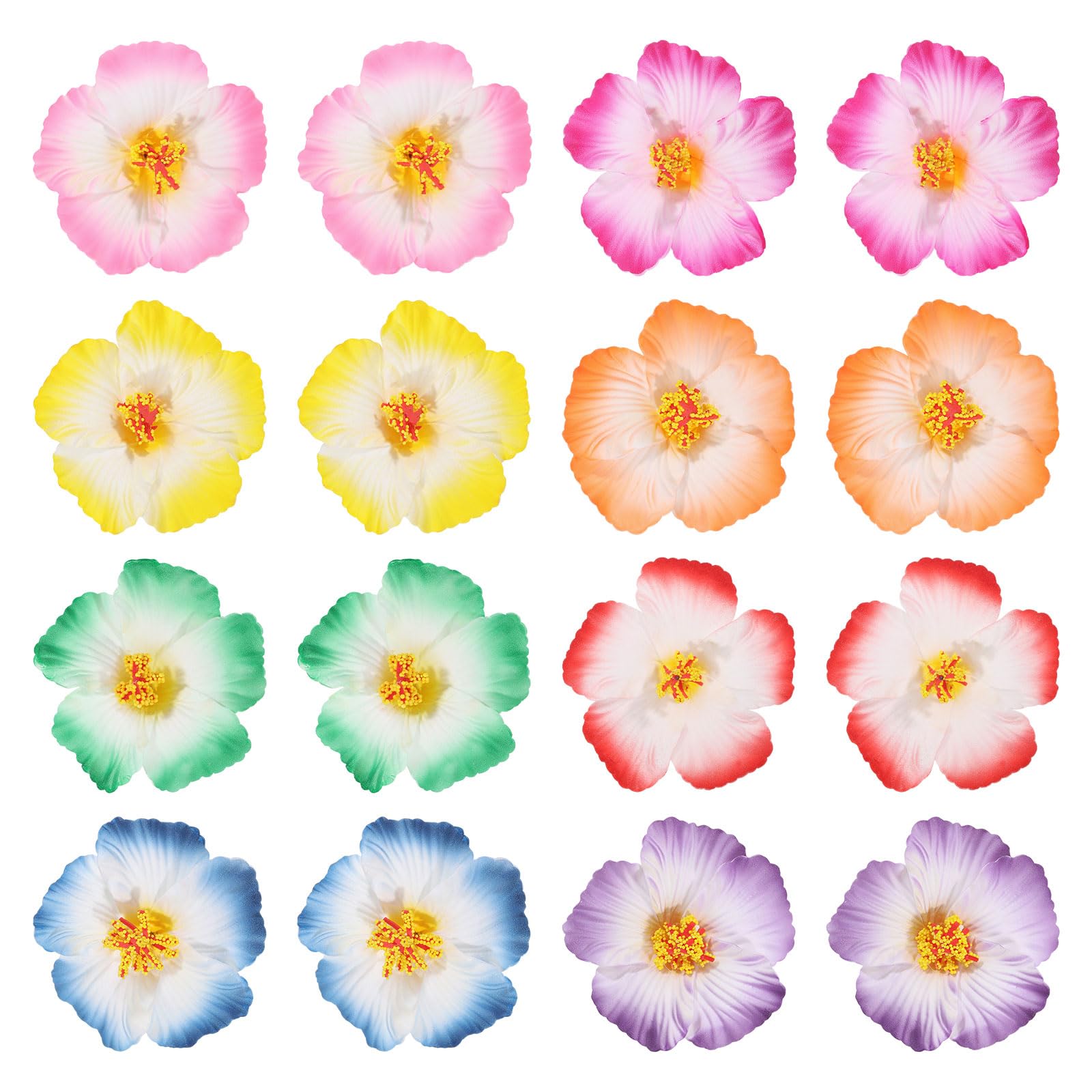 Fleurs d'hibiscus artificielles EVA dégradées pour accessoire cheveux couture lot de 24