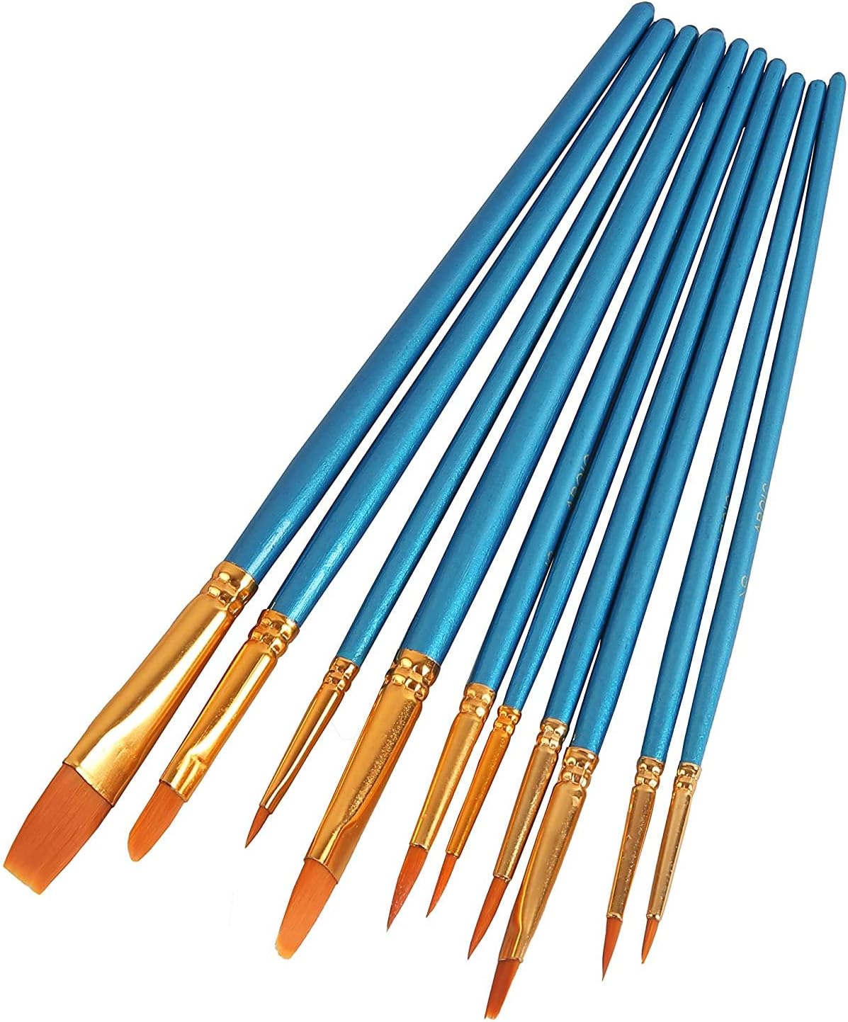 Chitrakala 10Pieces Round Pointed Tip Nylon Hair Brush Set with 1 Paint Tray Palette (Blue)