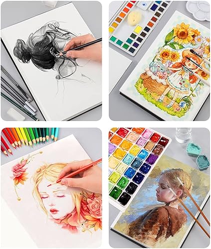 Miniatura 5 de Tavolozza - Cuaderno de bocetos A3 (16.54 x 11.69 pulgadas), de tapa dura, 96 páginas (102 libras/6.00 oz/m²), papel de dibujo duradero sin ácido