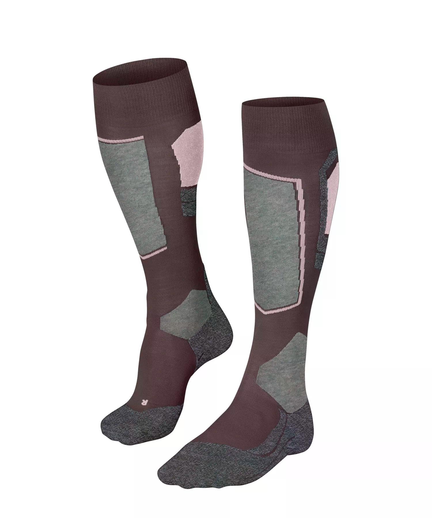 FALKE Damen Skisocken SK4 Advanced W Kh Wolle Funktionsmaterial warm dünn 1 Paar, Braun Mahogany 8344, 39-40