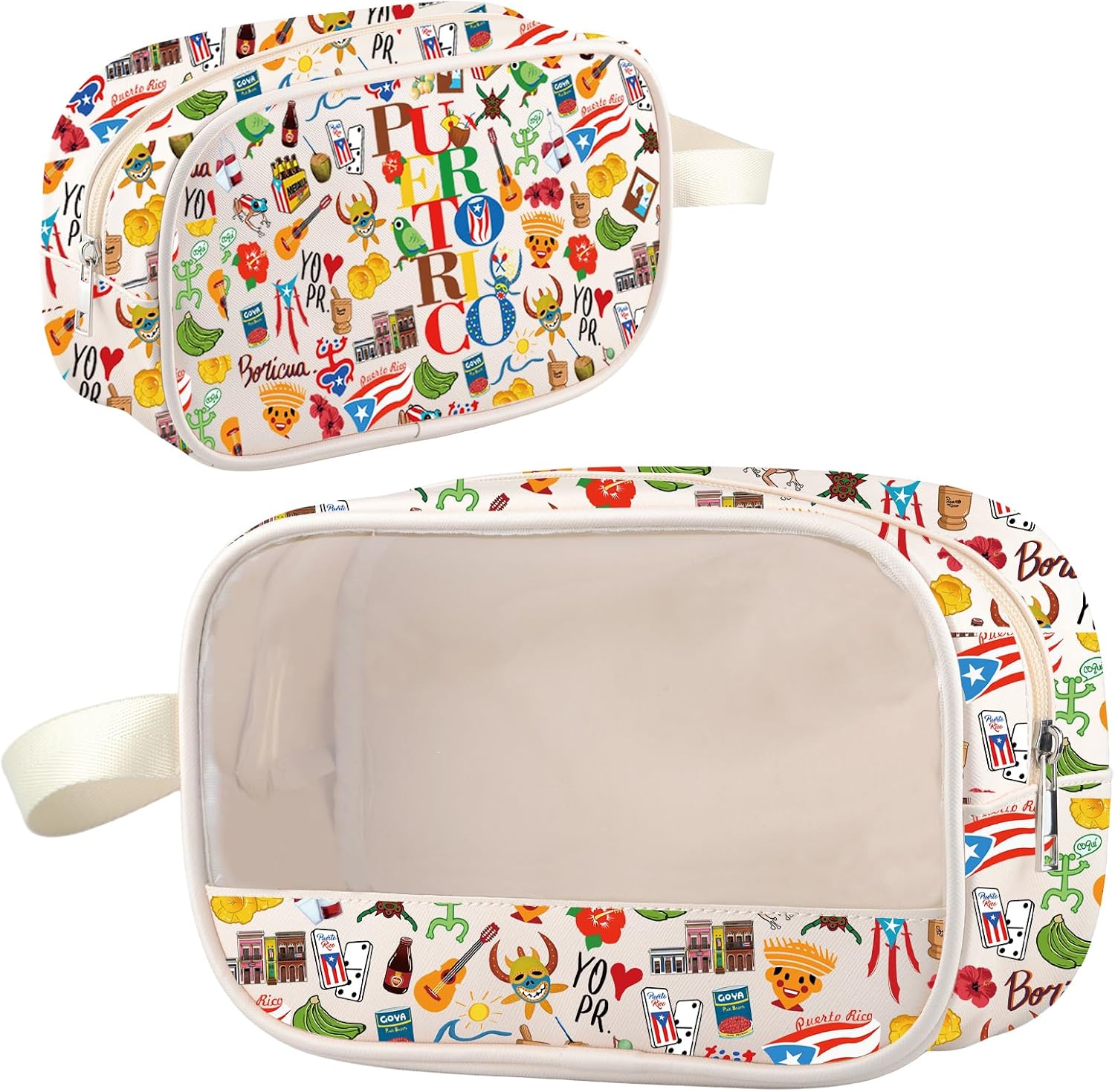 G2TUP Puerto Rico Clear Makeup Bag Puerto Rico Souvenirs Gifts Coqui Taino Gifts Puerto Rican Zipper Bag Boricua Cosmetic Bag (PuertoRico Clear)