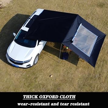 2.9x4.8m Generic Campervan Awning Car Canopy with Screen Window Suitable for Cars Vans and Camper Vans Protects Against Sun and Rain Camping Tarp Shelter