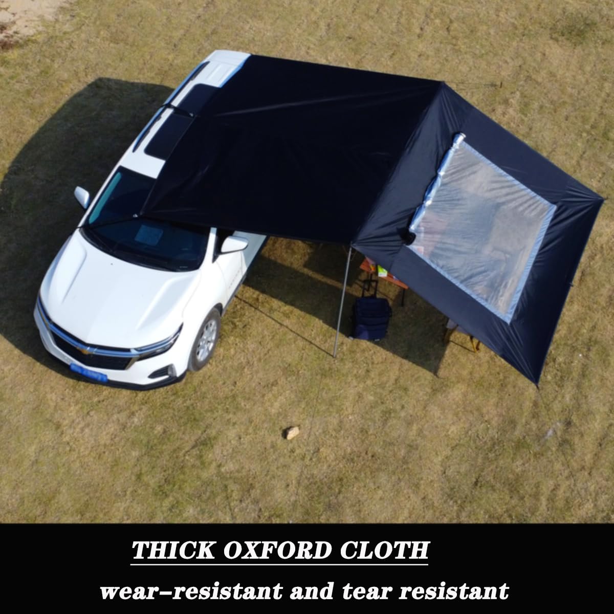 2.9x4.8m Universel Auvent de Voiture Fourgon Léger Facile à Monter Auvent Tarp Résistant à l'eau et au Soleil Store Camping Car (Noir, 3x5m)