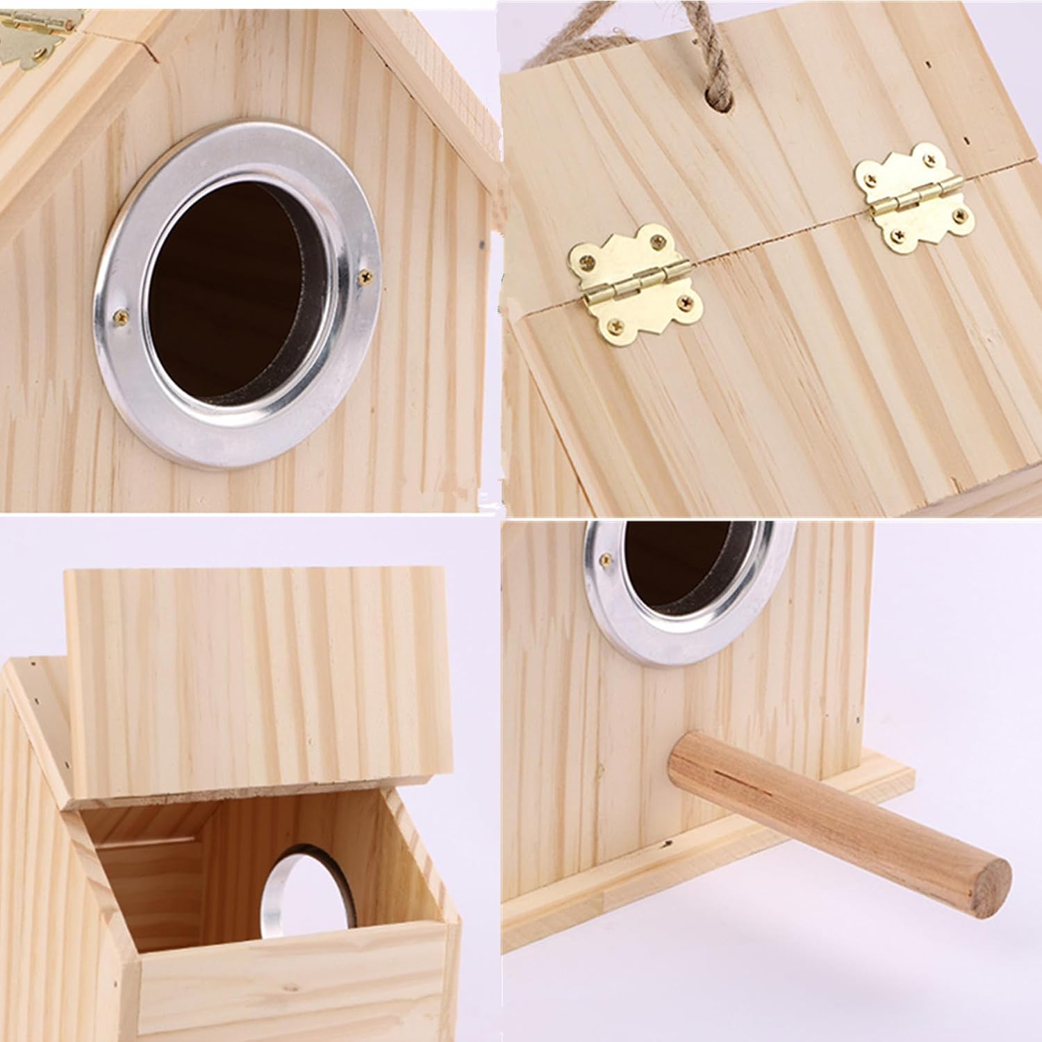 Parakeet Nesting Box Parrot Wooden House Bird Breeding Nest Warm Mating Box | With Stand Perch, Parrotlets Aviary Cage Budgie Mating Box for Lovebirds, Cockatiel, Budgie, and Small Birds