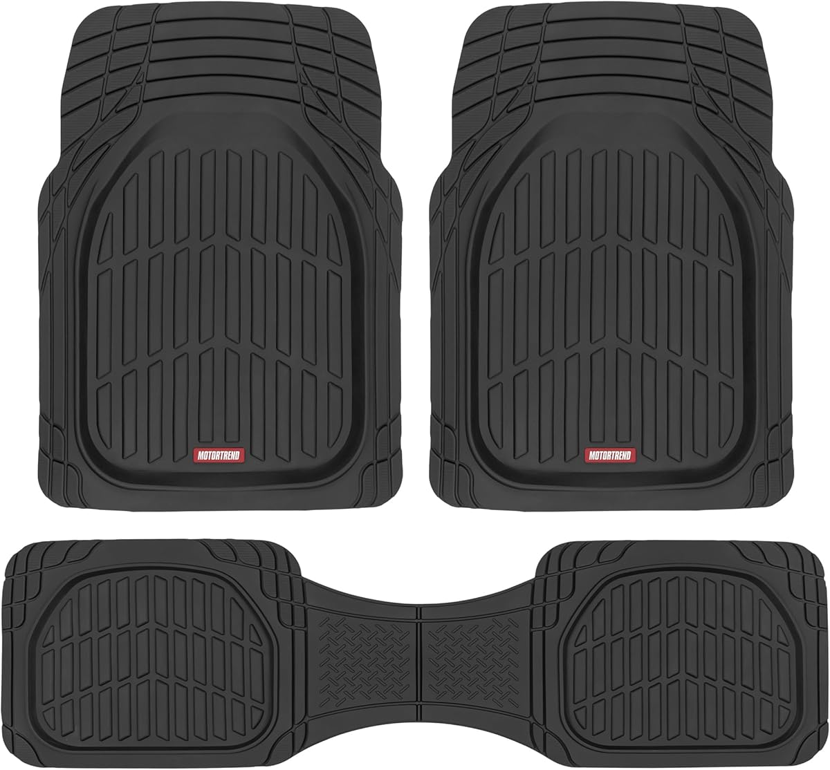 Motor Trend FlexTough Floor Mats for Cars, Black Deep Dish All-Weather Car Mats, Waterproof Trim-to Fit Automotive Floor Mats for Cars Trucks SUV, Universal Floor Liner Car Accessories : Everything Else