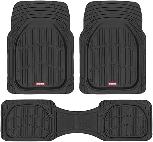 Motor Trend MT-OF-923-BK Black FlexTough Contour Liners-Deep Dish Heavy Duty Rubber Floor Mats for Car SUV Truck/Van