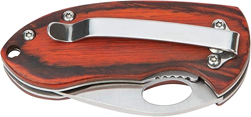 Miniatura 3 de Performance Tool W9370 Cuchillo de bolsillo con mango de madera dura con cuchillas de punta de clip y mecanismo de bloqueo de hoja, ideal para