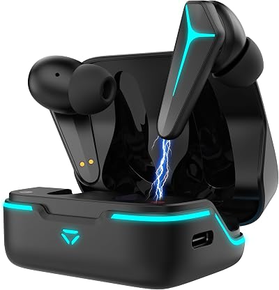 Oraolo Bluetooth Earbuds, Noise Cancelling Earbuds with Bluetooth 5.3, Cool Light Effects with Music & Game Modes, True Wireless Earbuds Bluetooth Headphones Long Playtime Black
