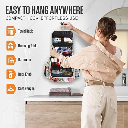 Vista 77 de VENTURE 4TH Neceser de viaje colgante para mujeres y hombres, organizador de viaje con compartimentos expandibles y bolsa transparente extraíble