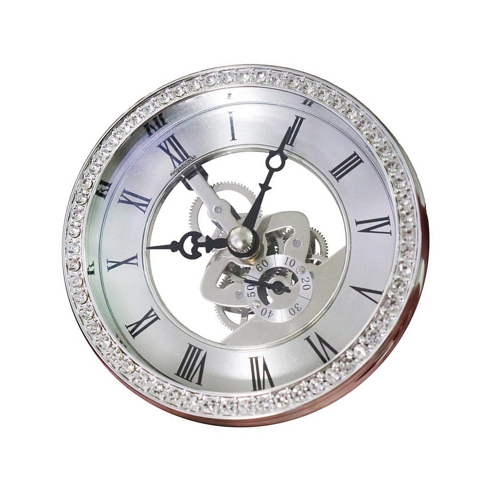 YWLUUOO 100mm Crystal Clock Wrought Iron Perspective Table Clock Desk for Modern Interior Space Decoration Transparently