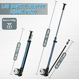 Hycline Digital Shock Pump for Mountain Bike, High Pressure 300 Psi for Front Fork and Rear Bicycle Suspension Air Pump with Digital Display Fits Schrader & Presta Tire Valve-Titanium