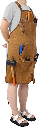 Heavy Duty Leather Apron with Tool Pockets for Men and Women